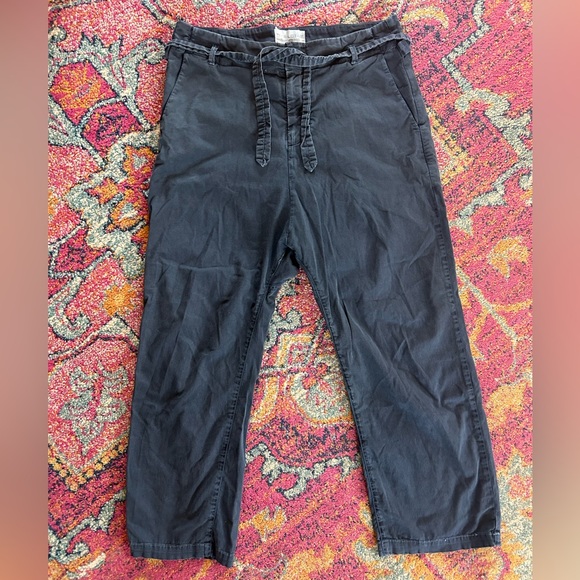 Nili Lotan | Women's Navy Blue Tie Waist Nolan Ankle Pants Drop Crotch Size 4 - Picture 5 of 13